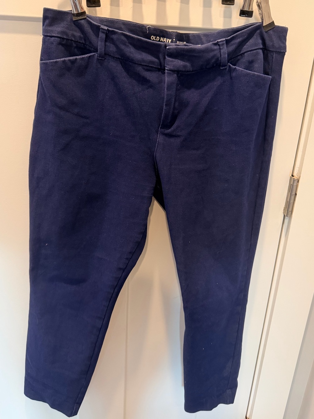 Old Navy Pixie Pants Women’s 14 Navy Blue Mid Rise Stretch Ankle Work